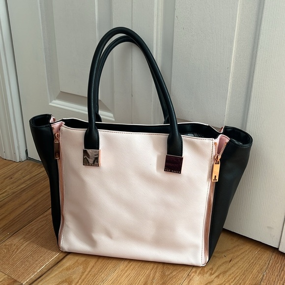 Ted Baker Crosshatch Leyah Shopper Tote bag Pink & Black - Picture 8 of 17